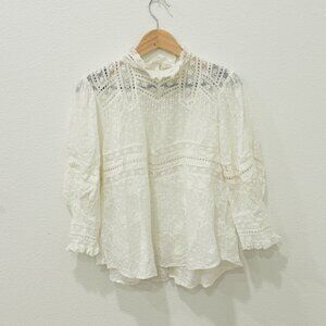 Brand New LoveShackFancy White Embroidery Shirt